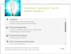 Why would a flashlight app need these permissions? 
